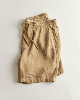 folded flatlay of The Apres Short in Wheat Hemp, Bottoms by Taylor Stitch