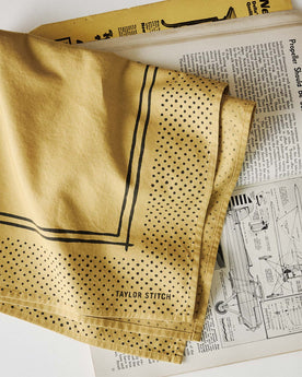 editorial image of The Bandana in Honey Pindot folded, Accessories by Taylor Stitch