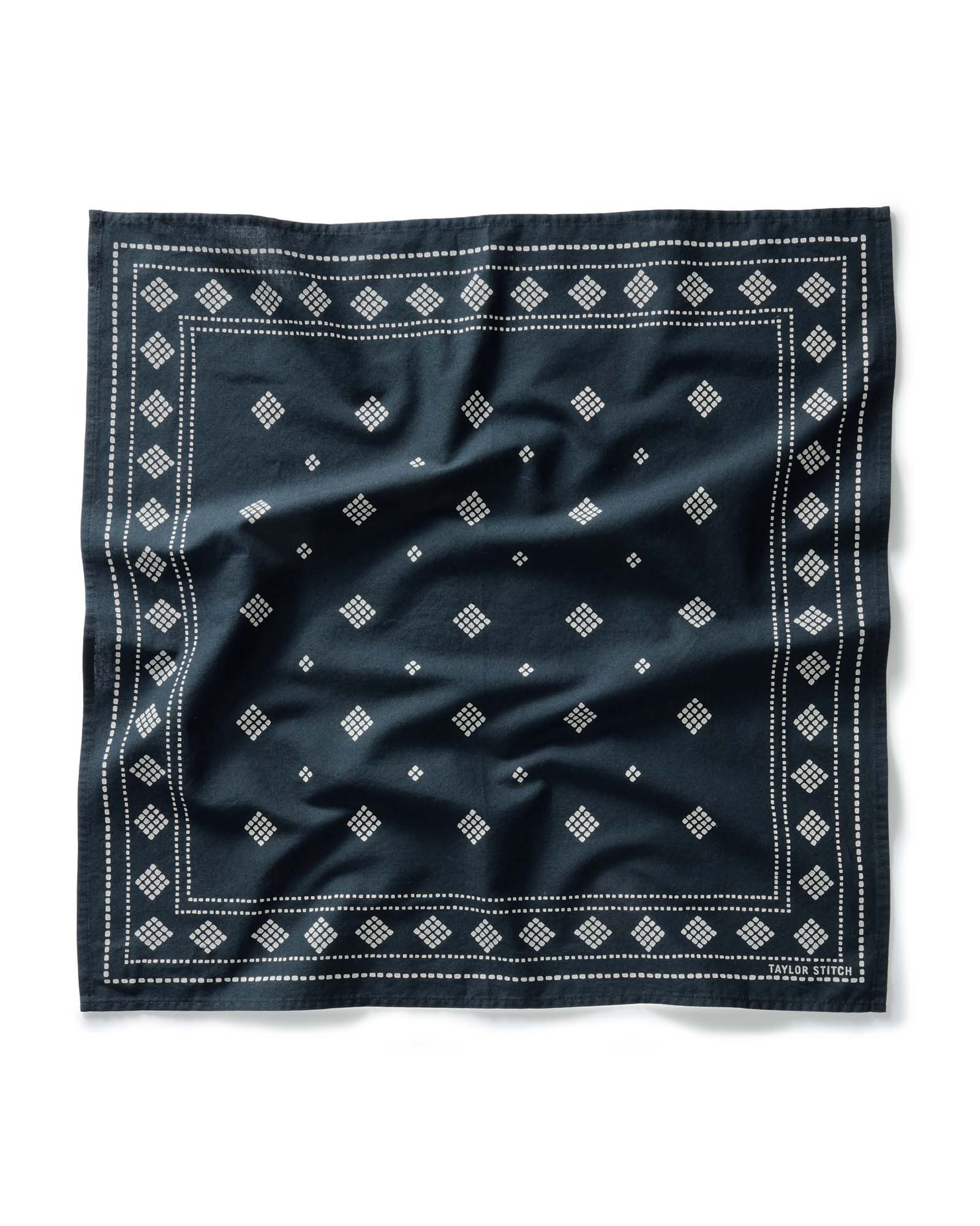 flatlay of The Bandana in Navy Diamond, Accessories by Taylor Stitch