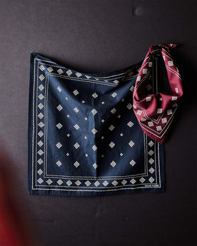 editorial image of The Bandana in Navy Diamond hanging, Accessories by Taylor Stitch