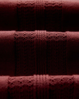 material shot of the fabric on The Button Down Polo in Dried Cherry Stripe, Knits by Taylor Stitch