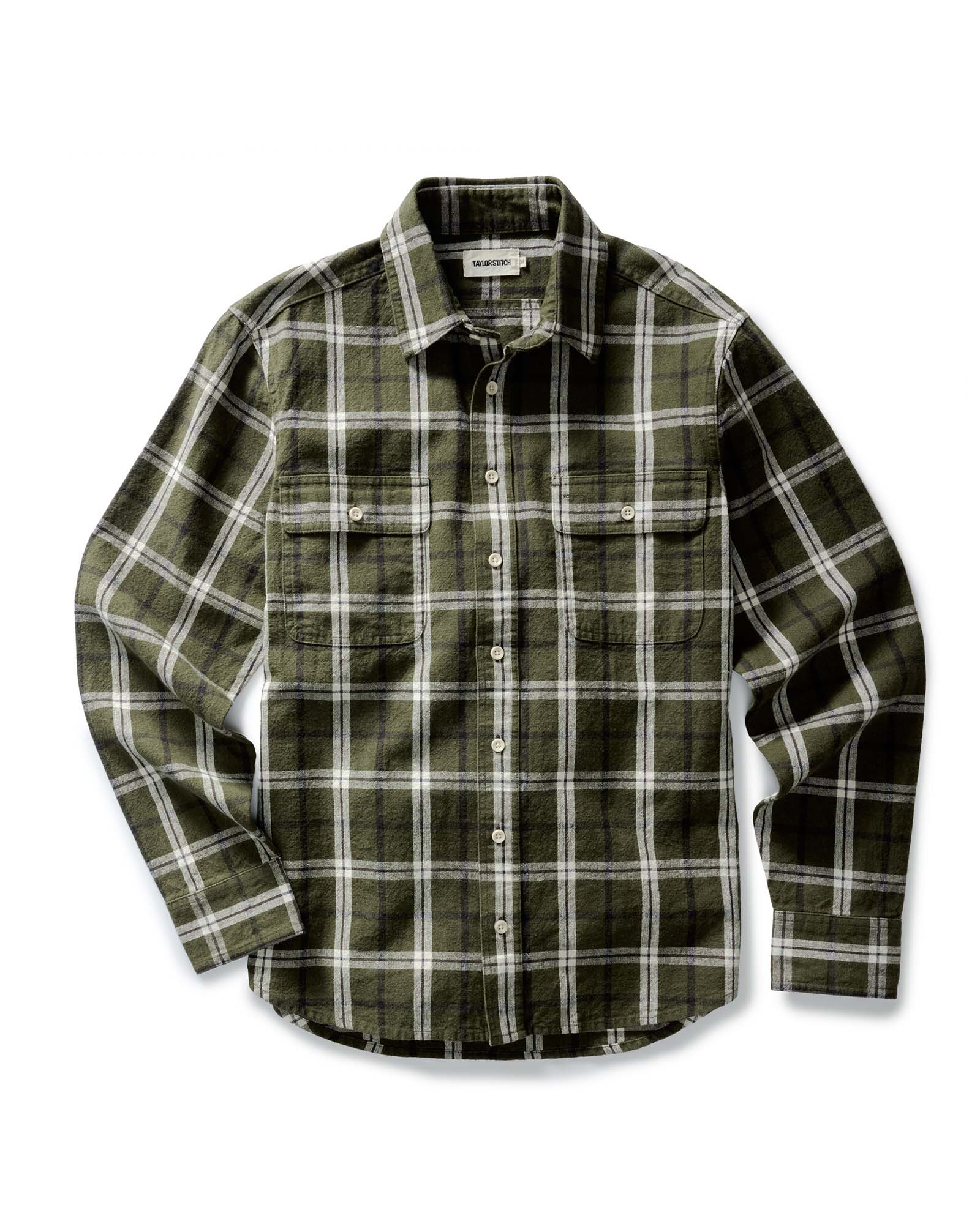 flatlay of The Craftsman Shirt in Canteen Plaid Linen, Wovens by Taylor Stitch