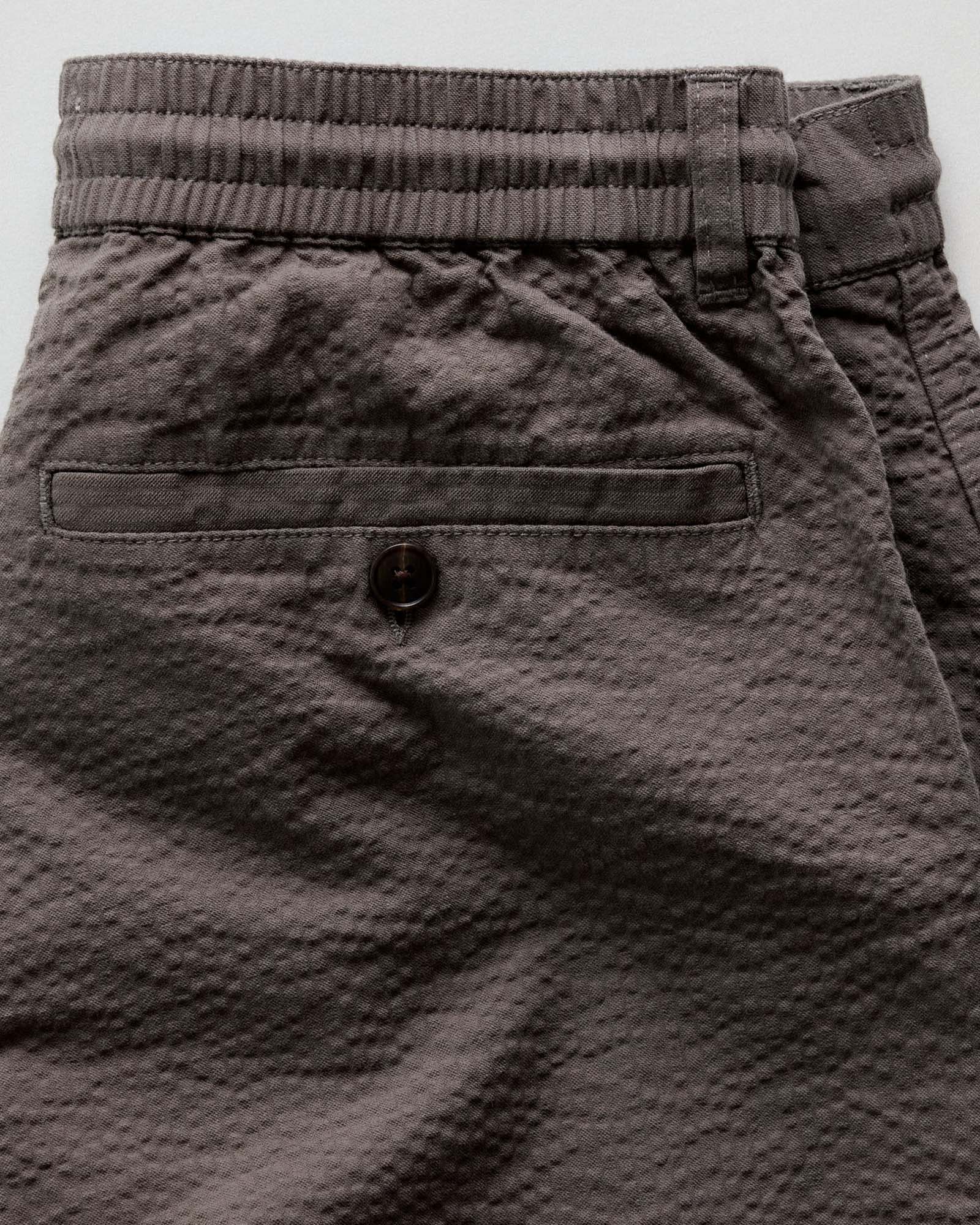 material shot of the back of The Easy Short in Canteen Seersucker, Bottoms by Taylor Stitch