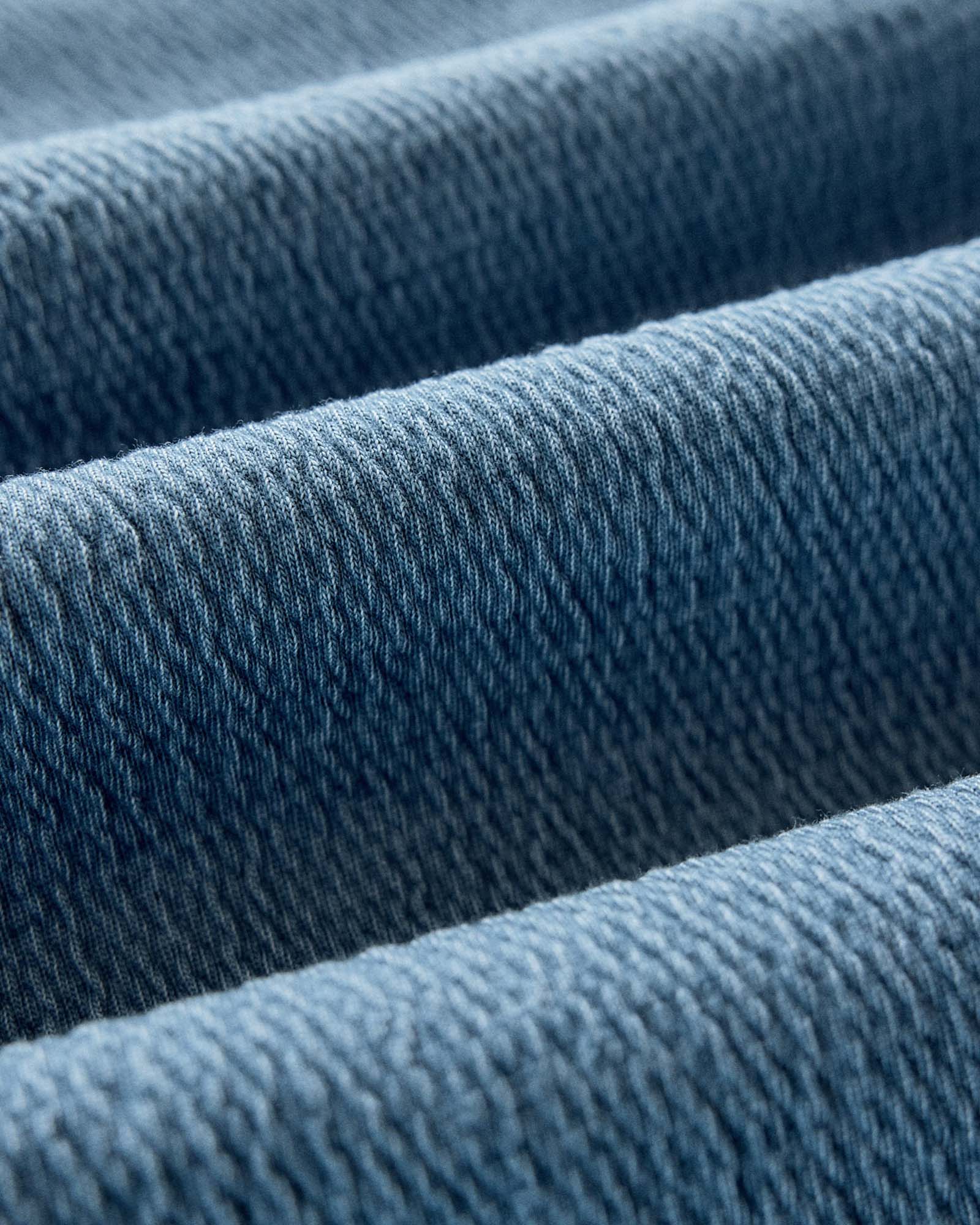 material shot of the fabric on The Hawthorne Shirt in Washed Indigo Crepe, Knits by Taylor Stitch