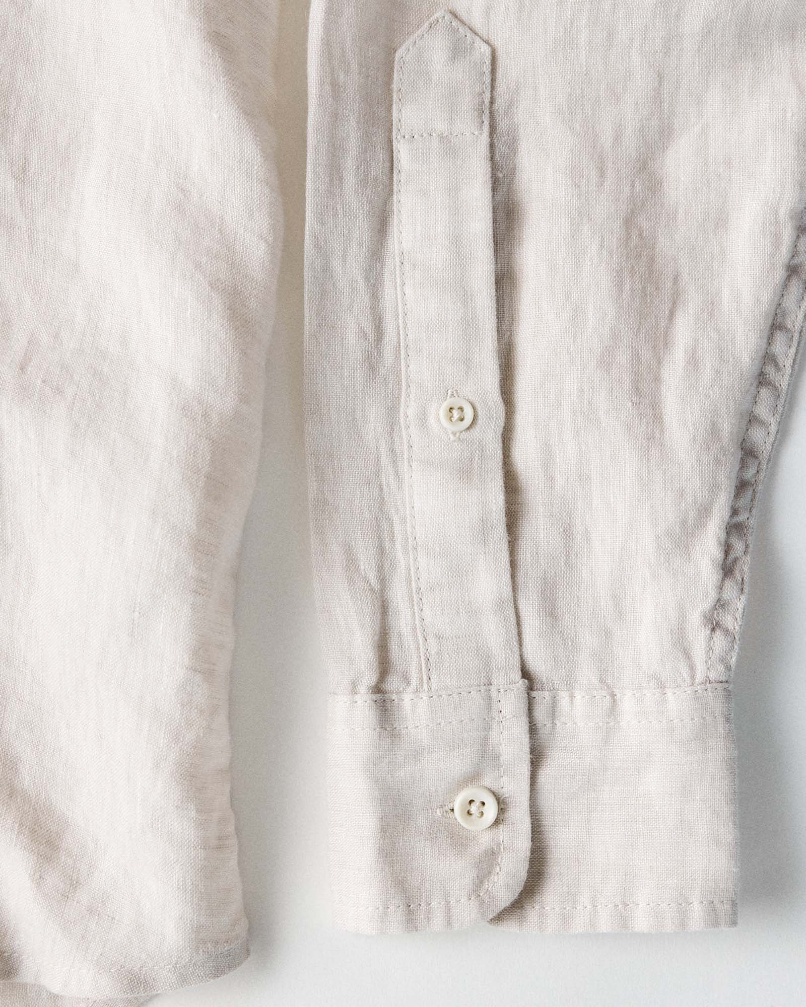 material shot of the cuffs on The Jack in Flax Linen, Wovens by Taylor Stitch