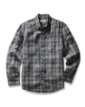 flatlay of The Jack in Navy Plaid Linen, Wovens by Taylor Stitch