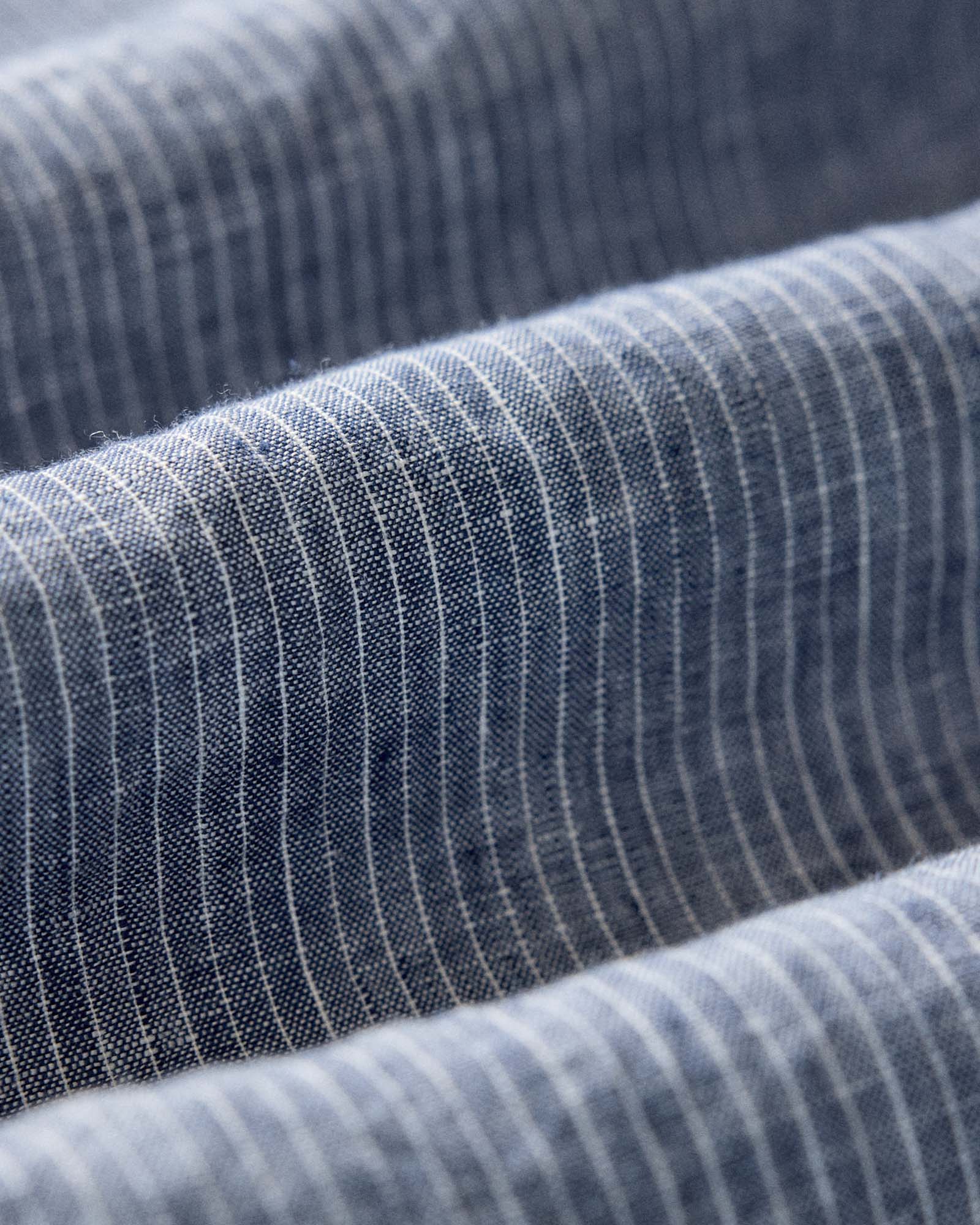 material shot of the fabric on The Jack in Sky Stripe Linen, Wovens by Taylor Stitch