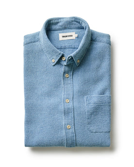 folded flatlay of The Jack in Washed Indigo Waffle, Wovens by Taylor Stitch