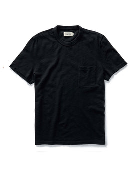 flatlay of The Organic Cotton Tee in Black Indigo, Knits by Taylor Stitch