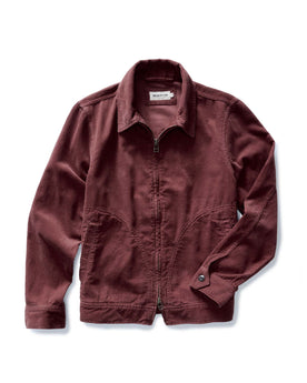 flatlay of The Piston Jacket in Dried Cherry Corduroy, Outerwear by Taylor Stitch