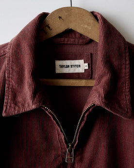 material shot of the collar on The Piston Jacket in Dried Cherry Corduroy, Outerwear by Taylor Stitch