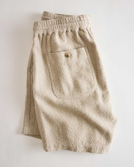 flatlay of the back of The Apres Short in Oat Linen Tweed, Bottoms by Taylor Stitch