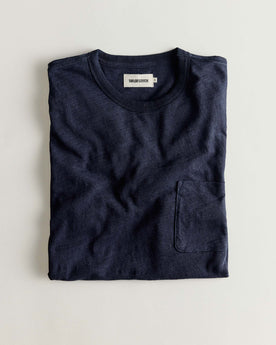 folded flatlay of The Organic Cotton Tee in Rinsed Indigo, Knits by Taylor Stitch