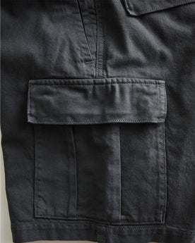 material shot of the pocket on The Tommie Short in Faded Black Broken Twill, Bottoms by Taylor Stitch
