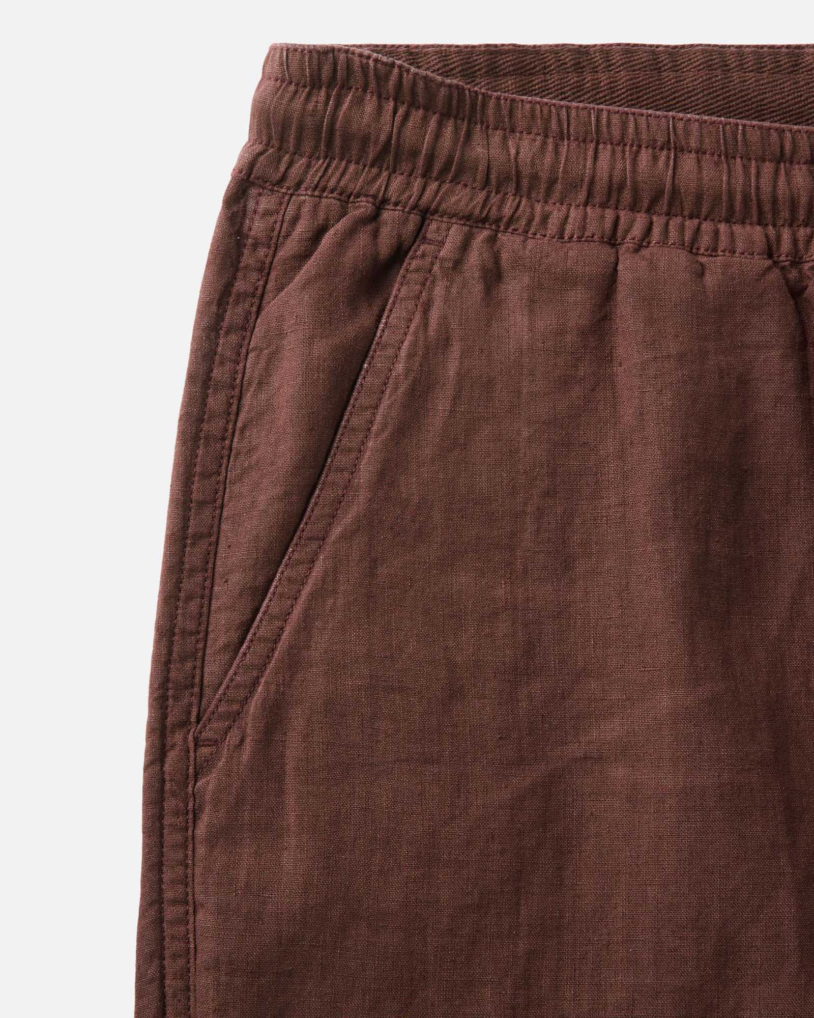 material shot of the pocket on The Apres Short in Burgundy Hemp, Bottoms by Taylor Stitch