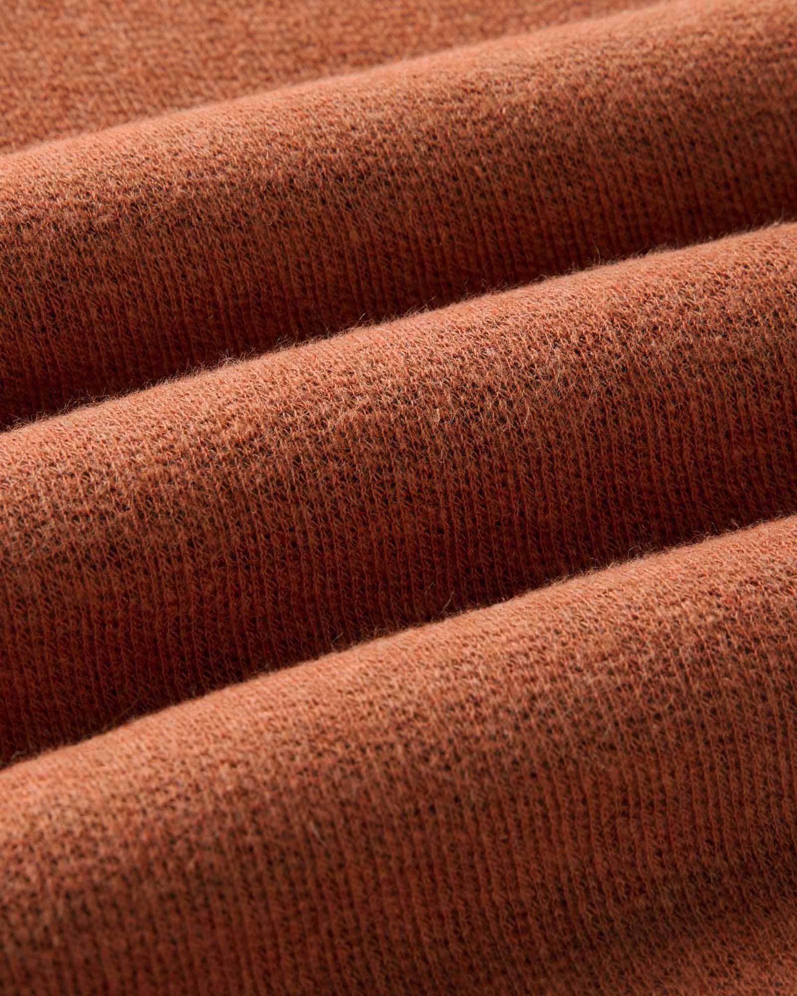 material shot of the fabric on The Short Sleeve California in Heather Driftwood Double Knit, Knits by Taylor Stitch