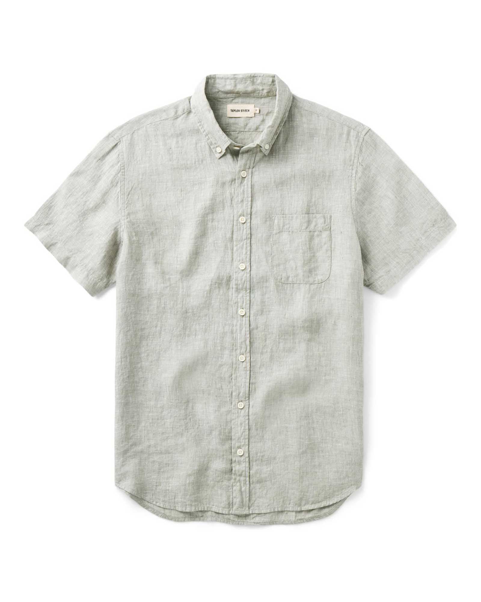 flatlay of The Short Sleeve Jack in Sage Linen, Wovens by Taylor Stitch