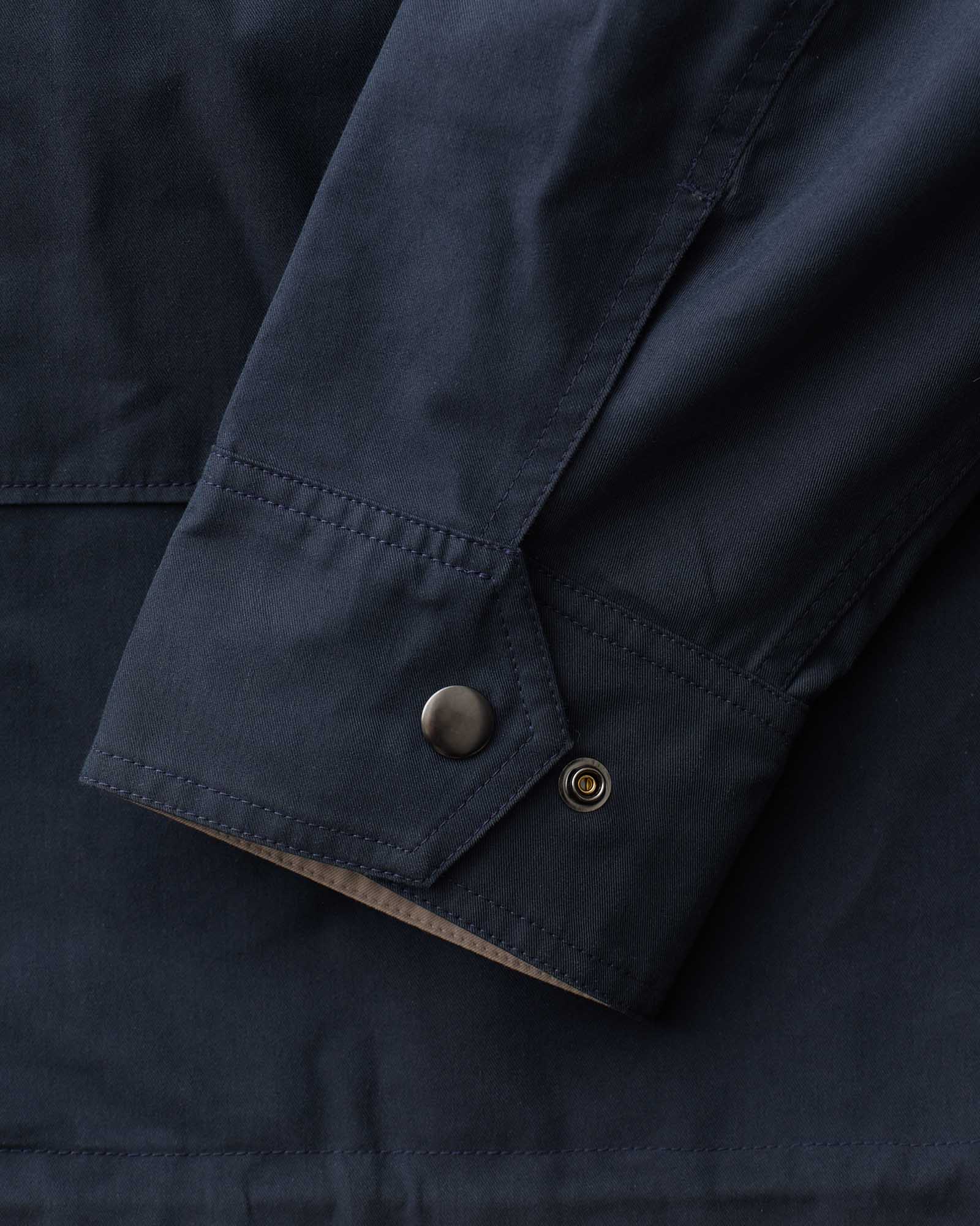 material shot of the sleeve on The Squall Anorak in Navy Twill, Outerwear by Taylor Stitch