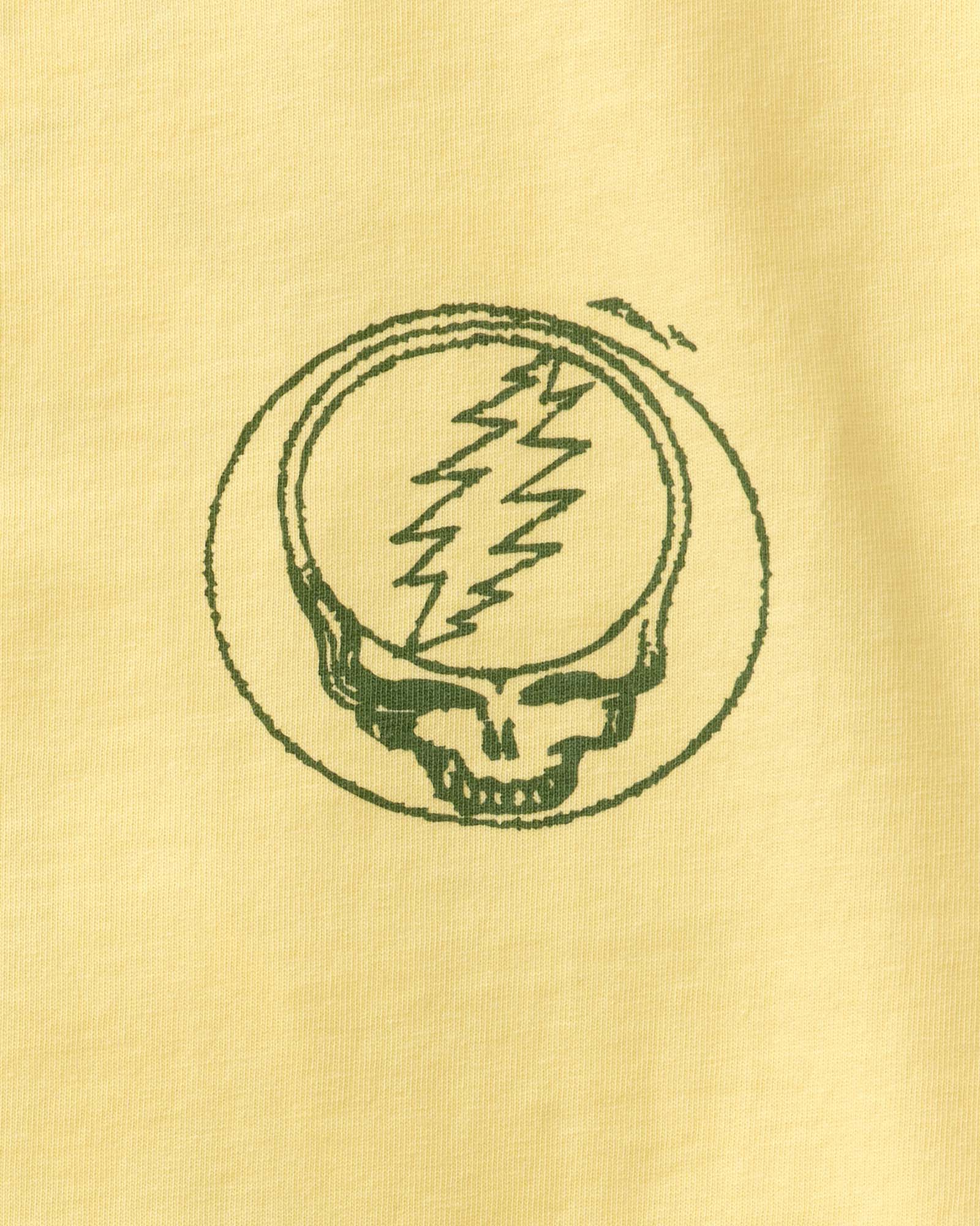 editorial image of the front graphic on The Organic Cotton Tee in Lemon Stamp, Knits by Taylor Stitch