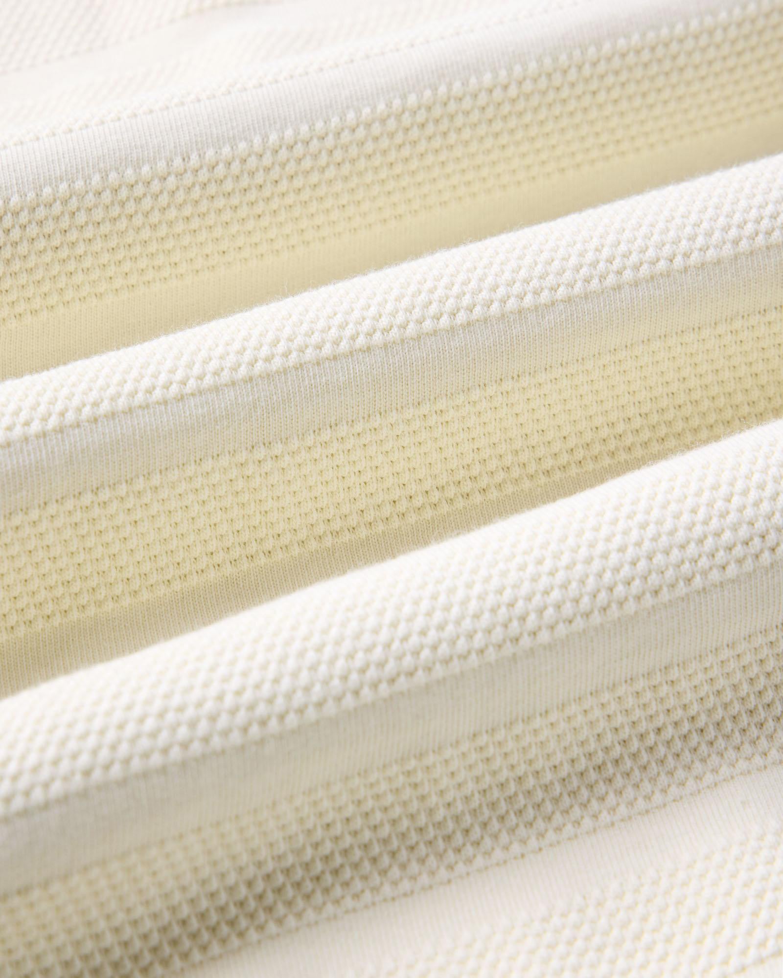 material shot of the fabric on The Bywater Polo in Natural Knit Stripe, Knits by Taylor Stitch