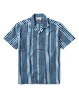 flatlay of The Hawthorne Shirt in Indigo Patchwork, Wovens by Taylor Stitch