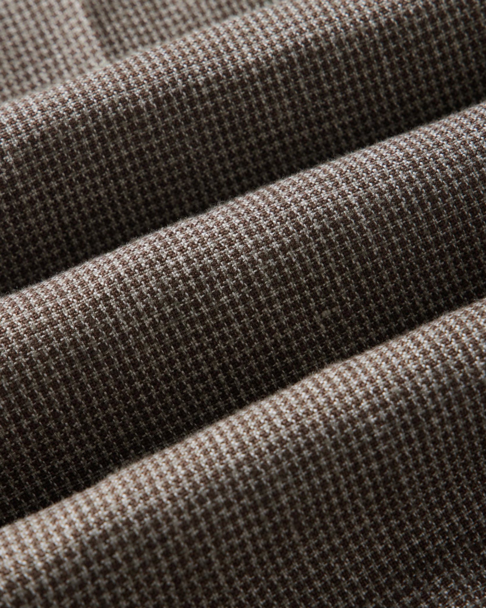 material shot of the fabric on The Stevens Trouser in Morel Micro Check, Bottoms by Taylor Stitch
