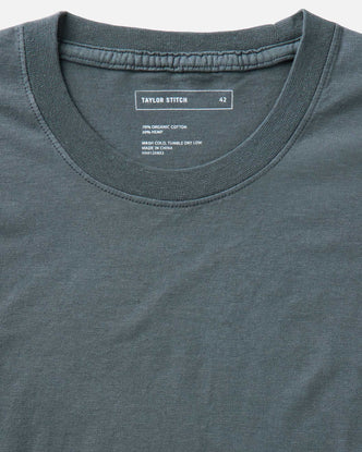 material shot of The Cotton Hemp Tee in Navy