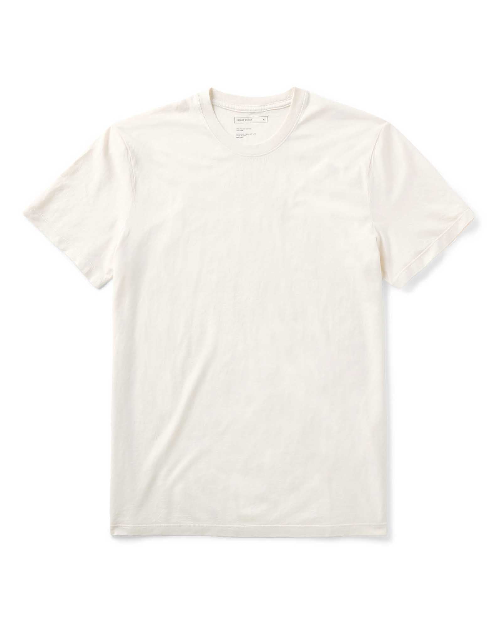 flatlay of The Cotton Hemp Tee in Vintage White, Knits by Taylor Stitch
