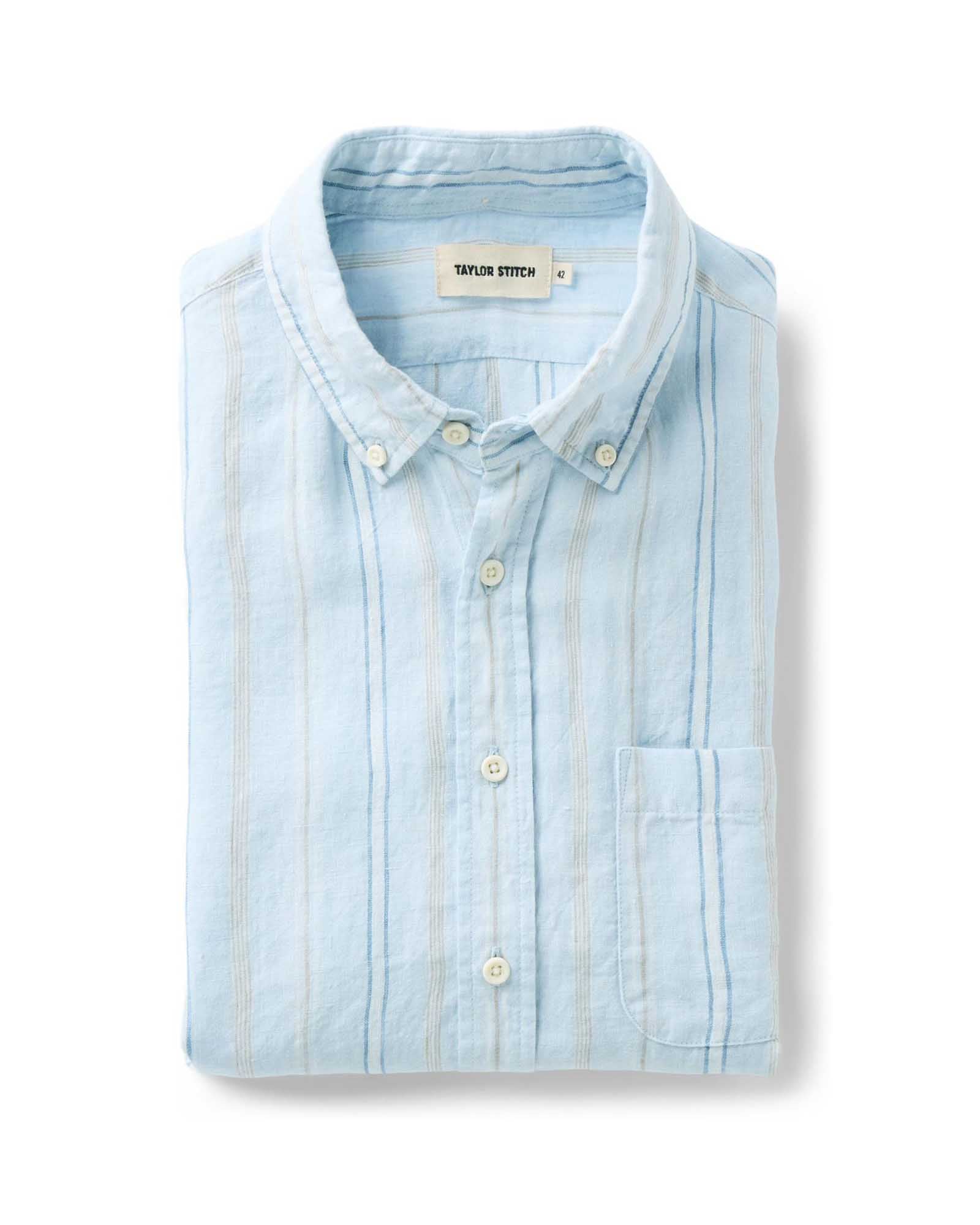 flaltay of The Jack in Blue Sky Stripe Linen, Wovens by Taylor Stitch