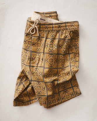 editorial image of The Apres Short in Fennel Block Print folded