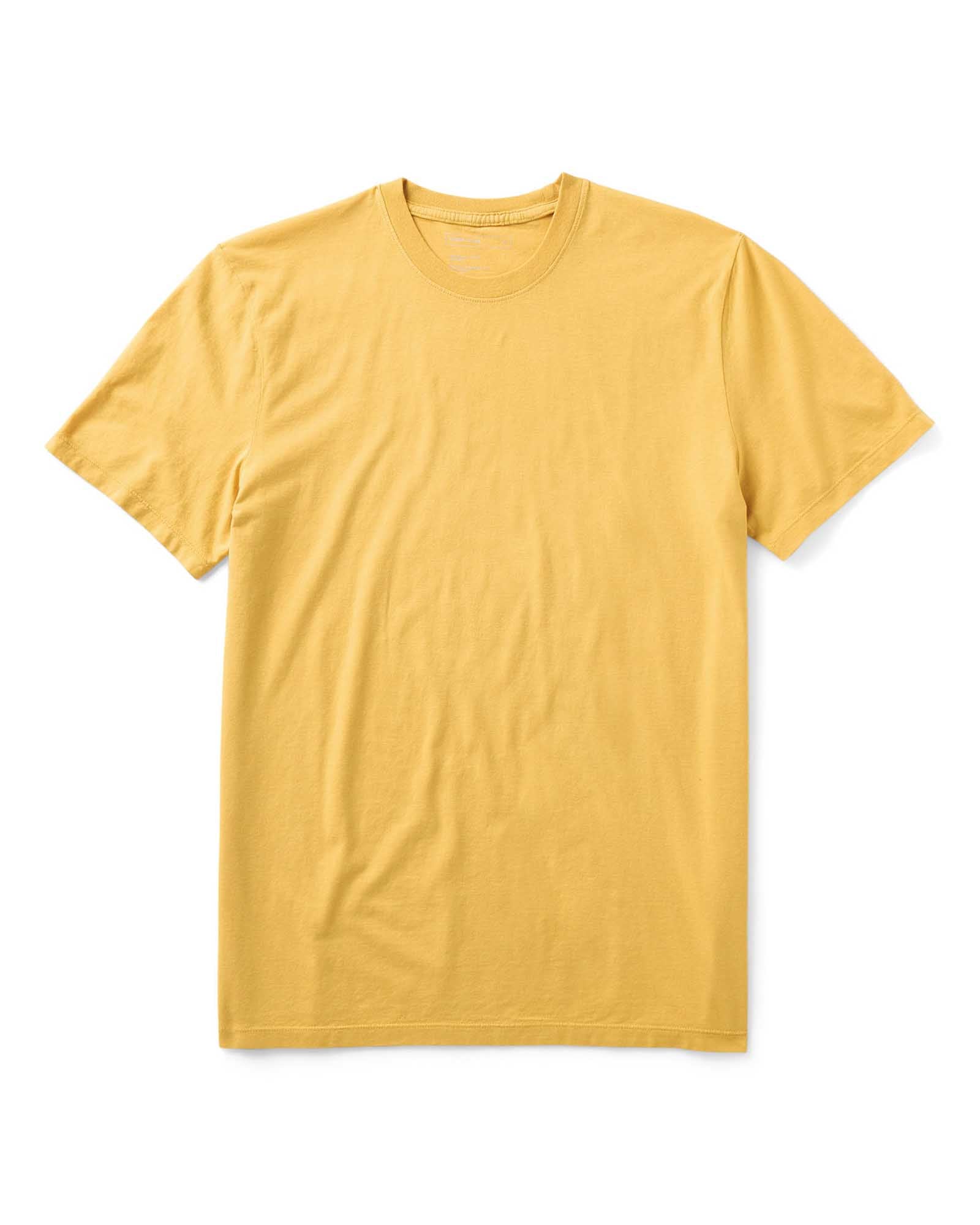 flatlay of The Cotton Hemp Tee in Goldfinch, Knits by Taylor Stitch