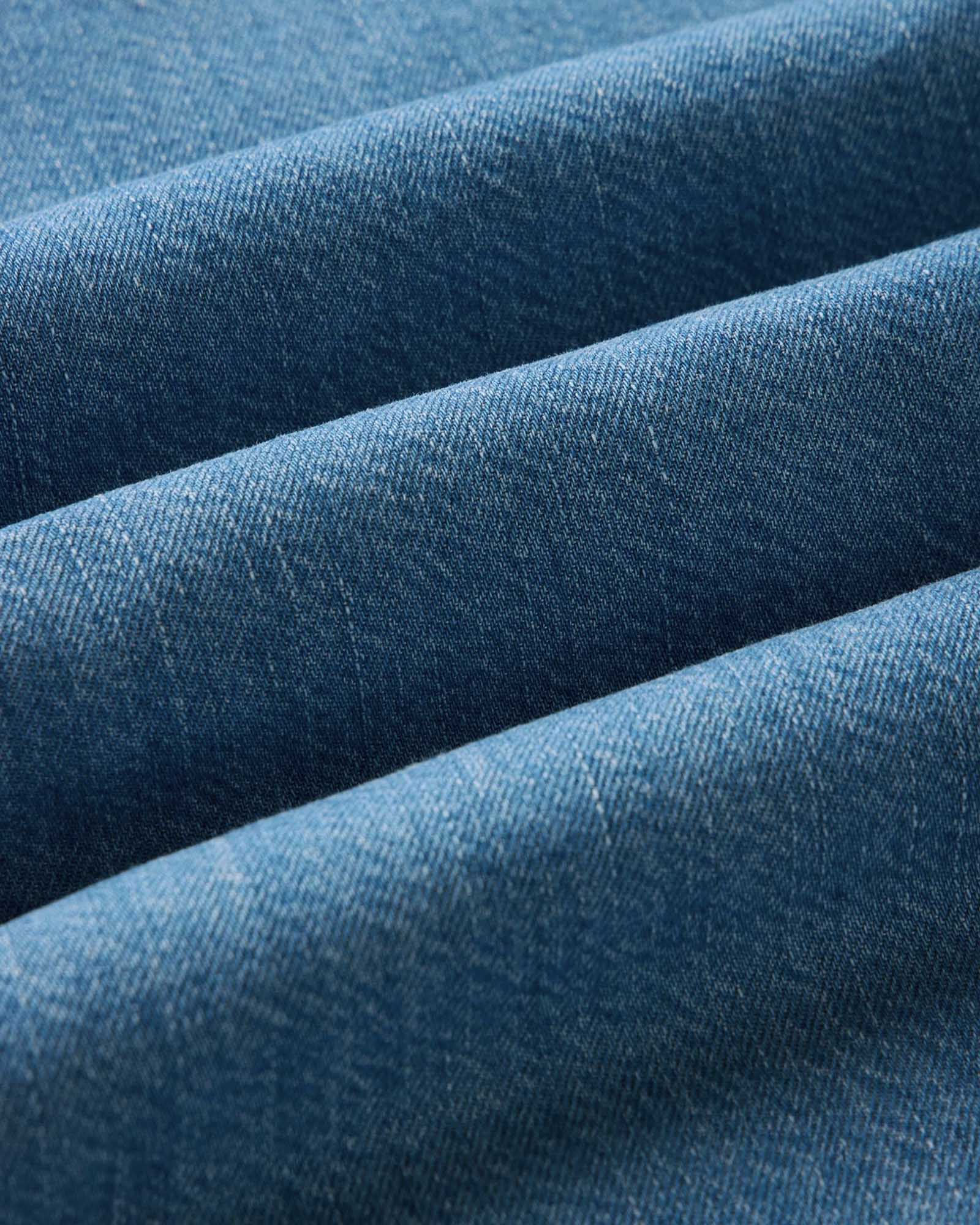material shot of the fabric on The Gulf Shirt in Washed Indigo Twill, Wovens by Taylor Stitch