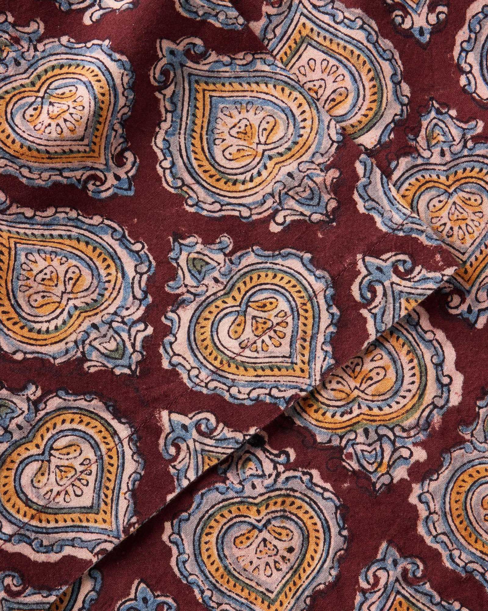 material shot of the sleeve on The Hawthorne Shirt in Sangria Block Print, Wovens by Taylor Stitch