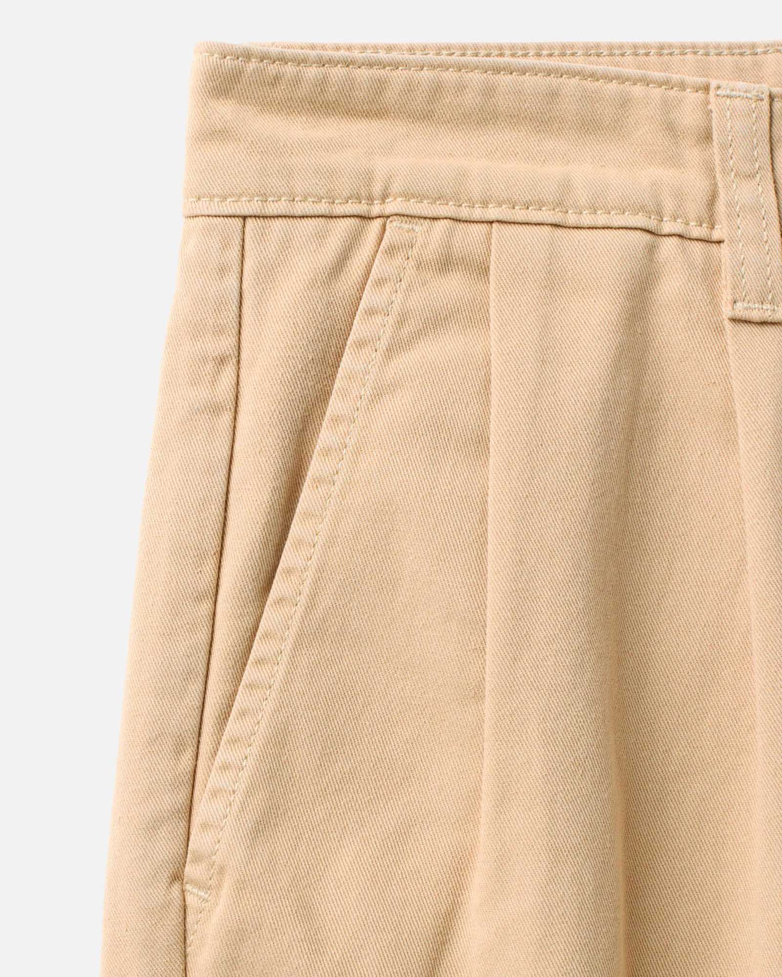 material shot of the pocket on The Pleated Short in Organic Field Khaki Twill, Bottoms by Taylor Stitch