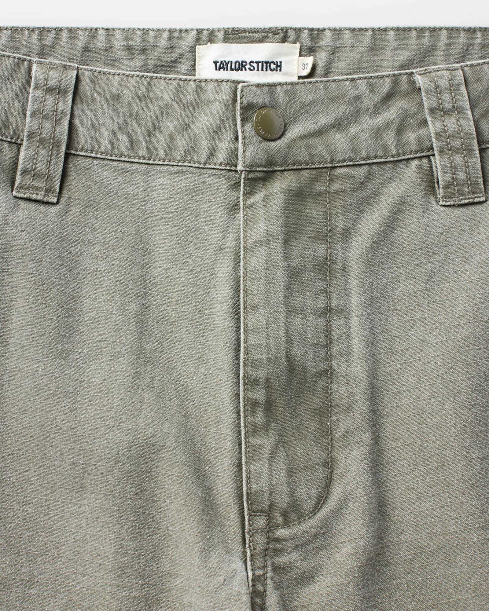 material shot of the waistband on The Scout Short in Burnt Olive Ripstop, Bottoms by Taylor Stitch