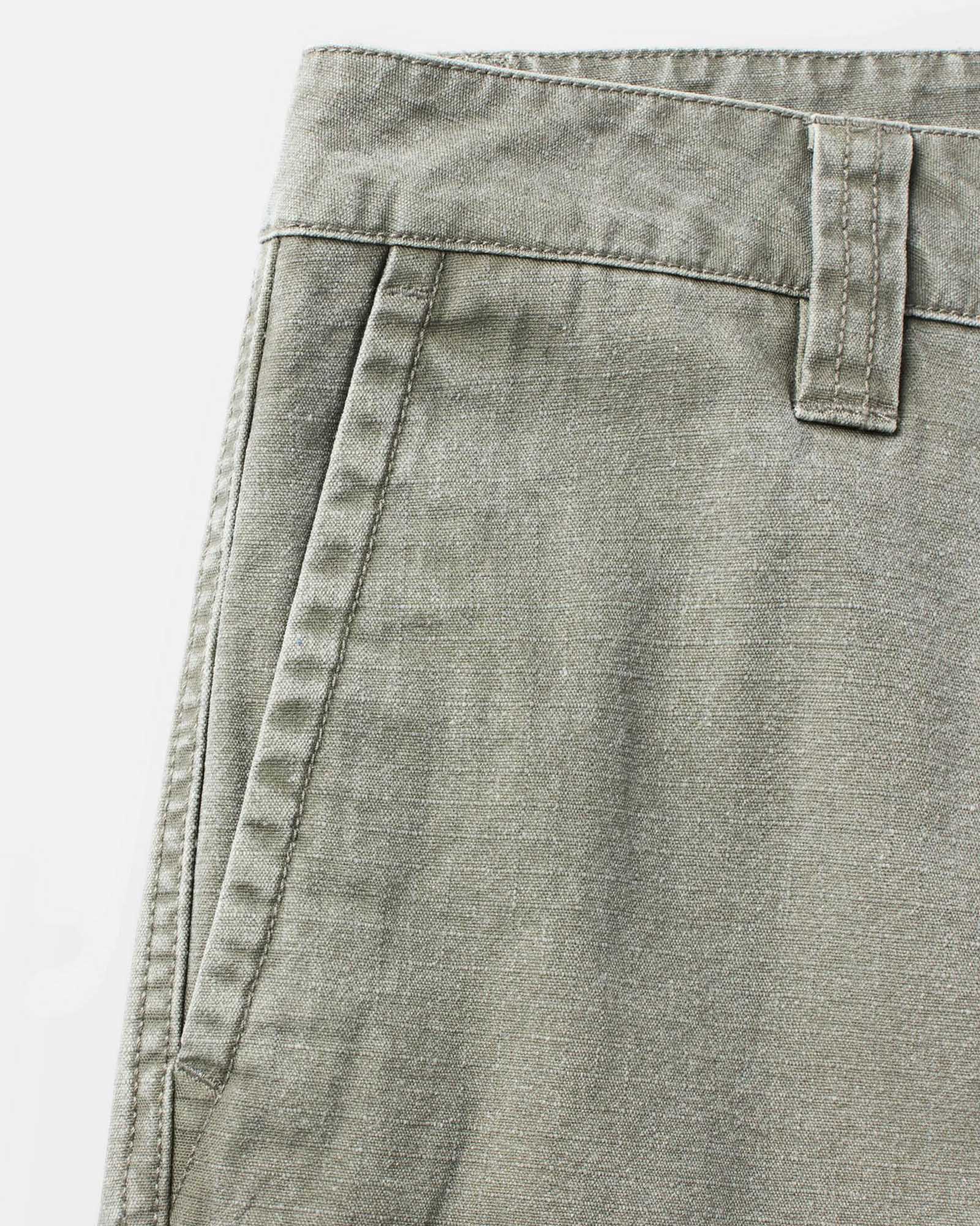 material shot of the pocket on The Scout Short in Burnt Olive Ripstop, Bottoms by Taylor Stitch