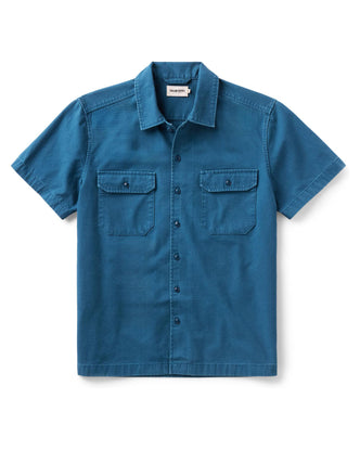 flatlay of The Short Sleeve Mechanic Shirt in Atlantic Ripstop