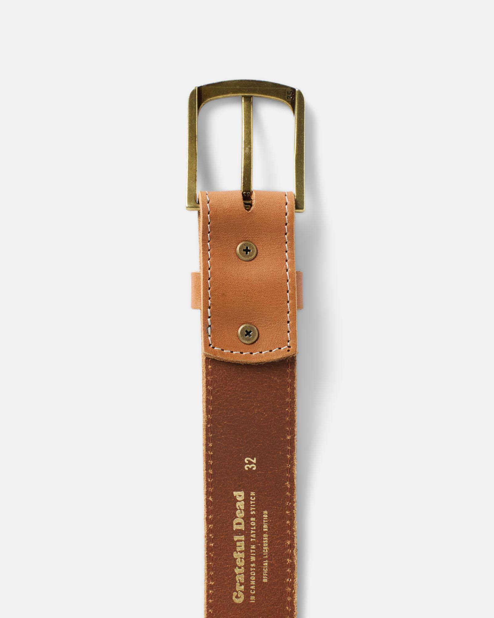 editorial image of the inner buckle on The Tour Belt in Washed Saddle, Accessories by Taylor Stitch