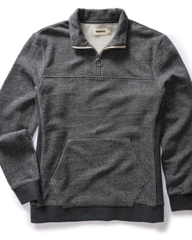 flatlay of The Briggs Pullover in Coal French Terry Twill Knit, Knits by Taylor Stitch