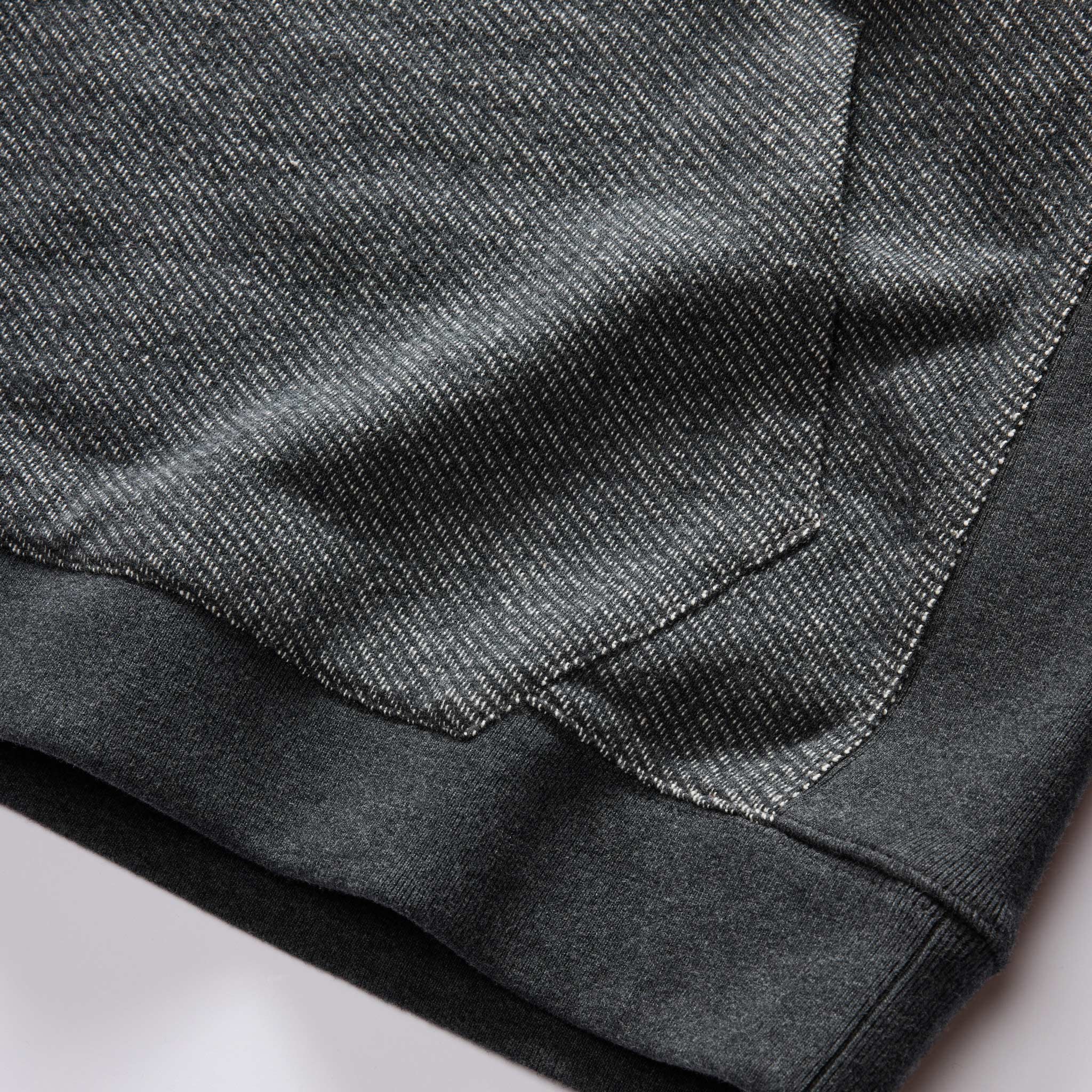 material shot of the pocket on The Briggs Pullover in Coal French Terry Twill Knit, Knits by Taylor Stitch