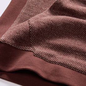 material shot of the pocket on The Briggs Pullover in Merlot French Terry Twill Knit