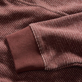 material shot of the cuff hem on The Briggs Pullover in Merlot French Terry Twill Knit