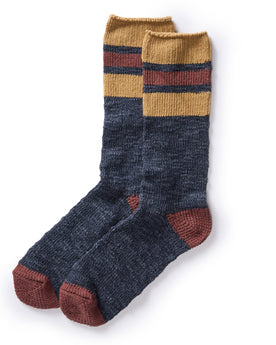 flatlay of The Camp Sock in Dark Navy Marl, Accessories by Taylor Stitch