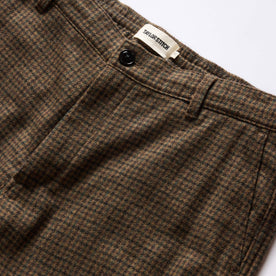 material shot of the button fly on The Carmel Pant in Timber Guncheck