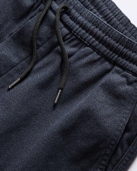 material shot of the waistband on The Apres Pant in Navy Twist Jaspe Twill, Bottoms by Taylor Stitch