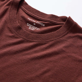 material shot of the neck opening on The Cotton Hemp Tee in Black Cherry