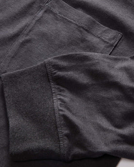 material shot of the sleeves on The Cotton Hemp Long Sleeve Tee in Charcoal, Knits by Taylor Stitch