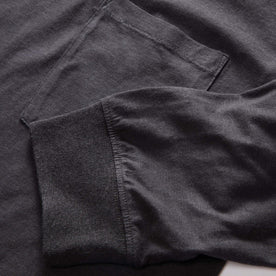 material shot of the sleeves on The Cotton Hemp Long Sleeve Tee in Charcoal