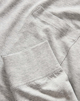 material shot of the sleeves on The Cotton Hemp Long Sleeve Tee in Heather Grey, Knits by Taylor Stitch