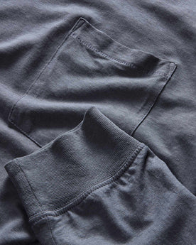 material shot of the sleeves on The Cotton Hemp Long Sleeve Tee in Navy, Knits by Taylor Stitch